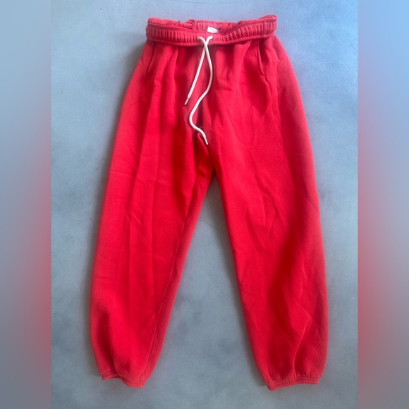 offline by aerie fleece jogger sweatpants bright coral red size m - Picture 1 of 7